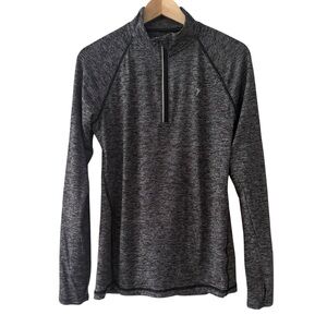 Old Navy Active Heathered Charcoal Gray Quarter-Zip Top